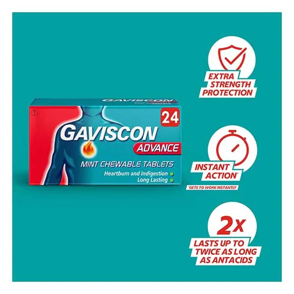 Gaviscon Advance Mint Chewable Tablets (Pack of 24) - Image 2