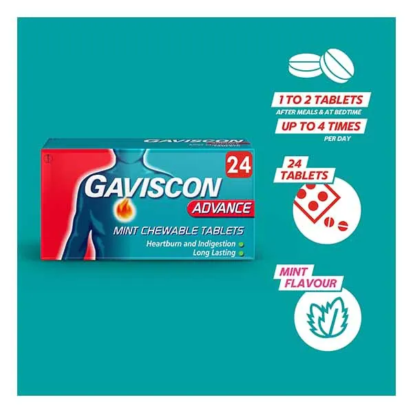 Gaviscon Advance Mint Chewable Tablets (Pack of 24) - Image 3