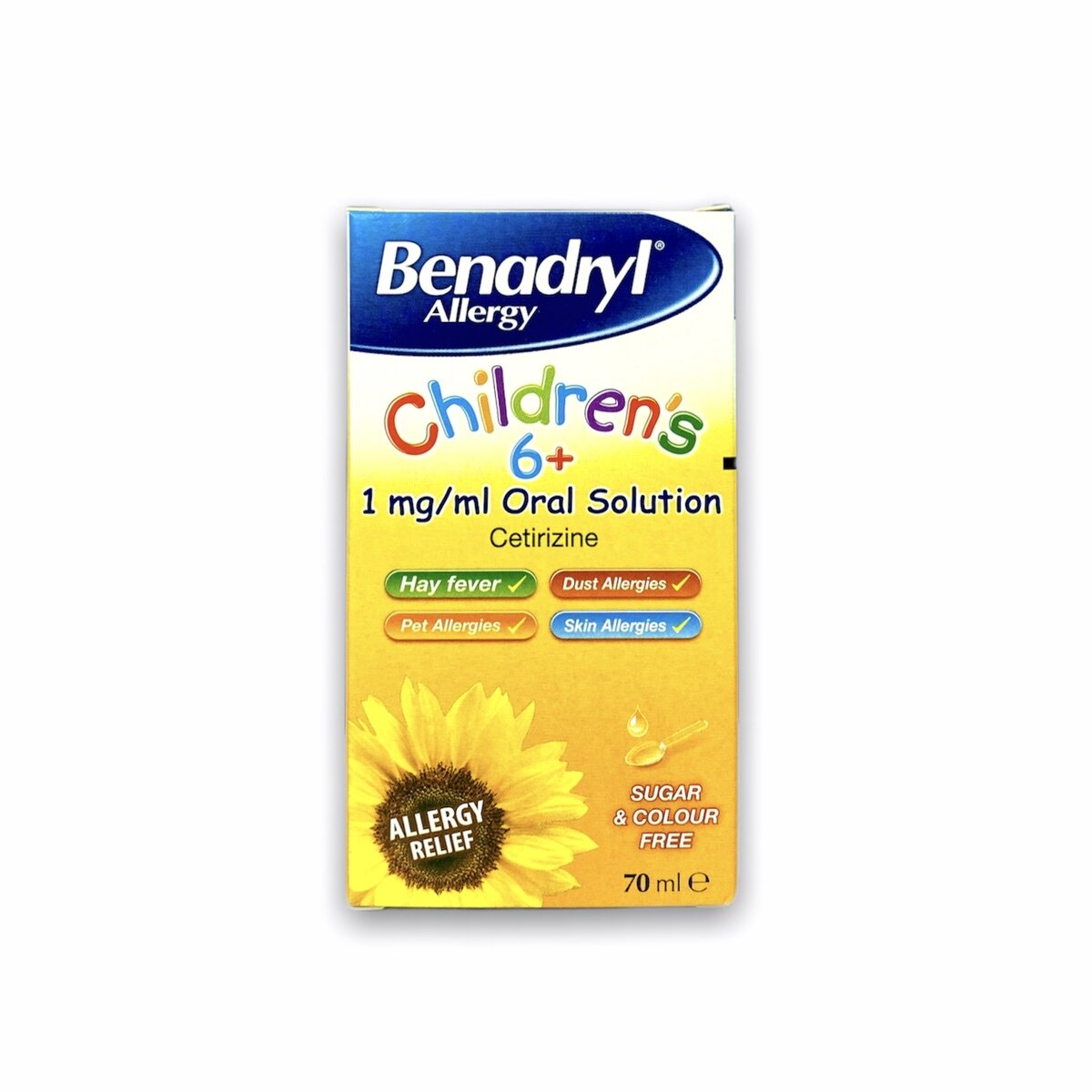 Benadryl Allergy Relief 1mg Solution Childrens 6+ 70ml