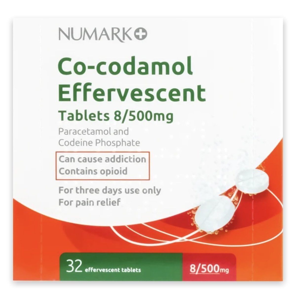 Co-codamol Soluble Effervescent 8mg/500mg Tablets (Pack of 32)